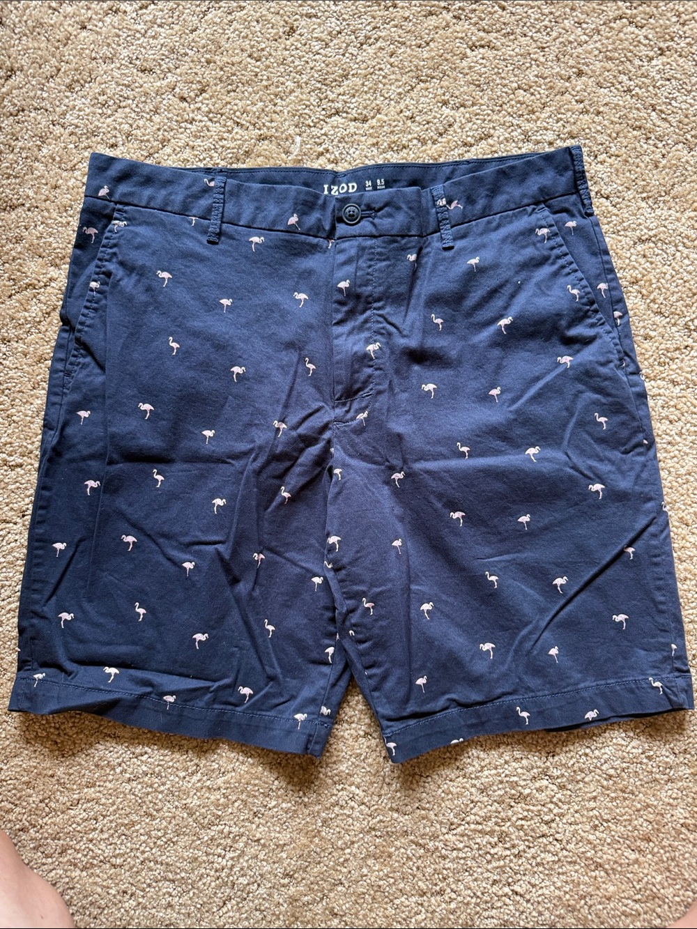 Izod Navy Shorts with Pink Flamingo Print
